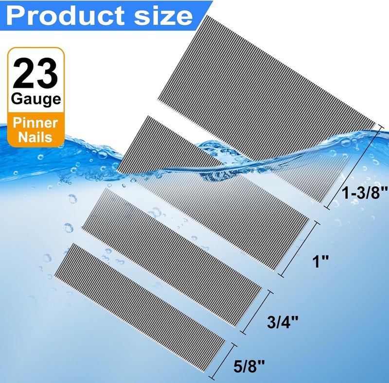 SimCos 23 Gauge Stainless Steel Pinner Nails (5/8",3/4",1",1-3/8") Assorted 4 Sizes' Headless Pin Nails for 23 GA Pneumatic or Electric Pin Nailer or pin Nail Gun,Project Pack (4000) - Image 2